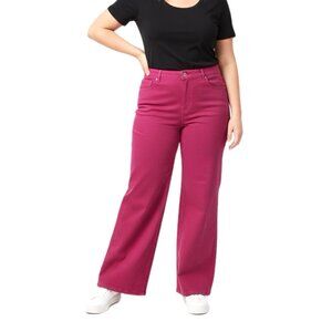 Loft Jeans Womens 14 Berry Red The Wide Leg High Rise MOD Modern Bold City Date